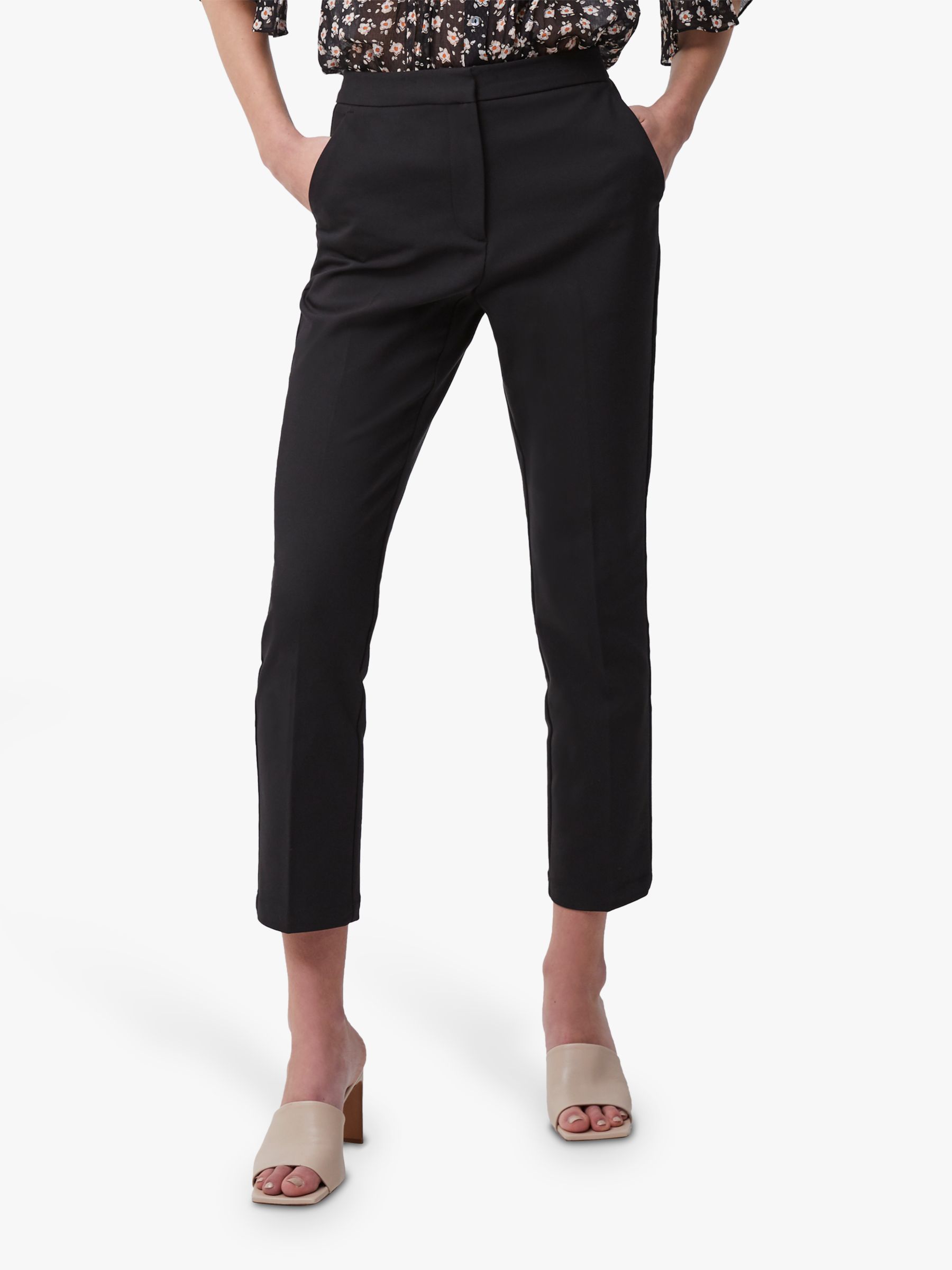 French Connection Fino Cropped Trousers, Black at John Lewis & Partners