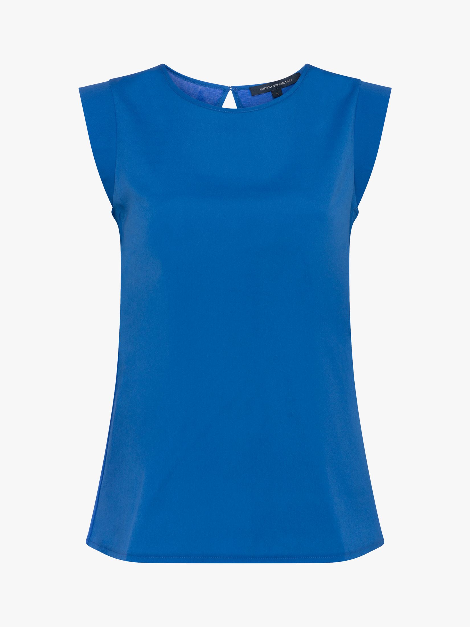French Connection Crepe Cap Sleeve Top, Ceramic Blue at John Lewis ...