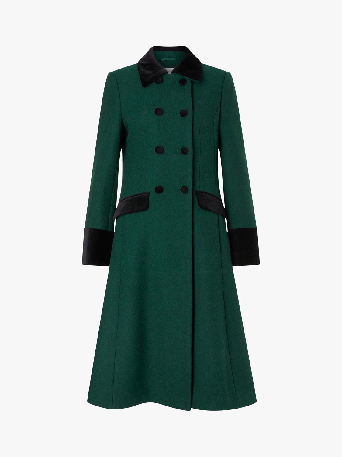 Monsoon Opera Skirted Wool Blend Coat, Green