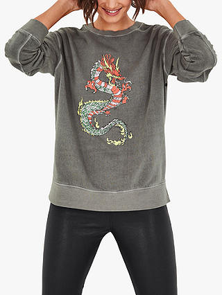 hush Dragon Graphic Sweatshirt, Washed Grey