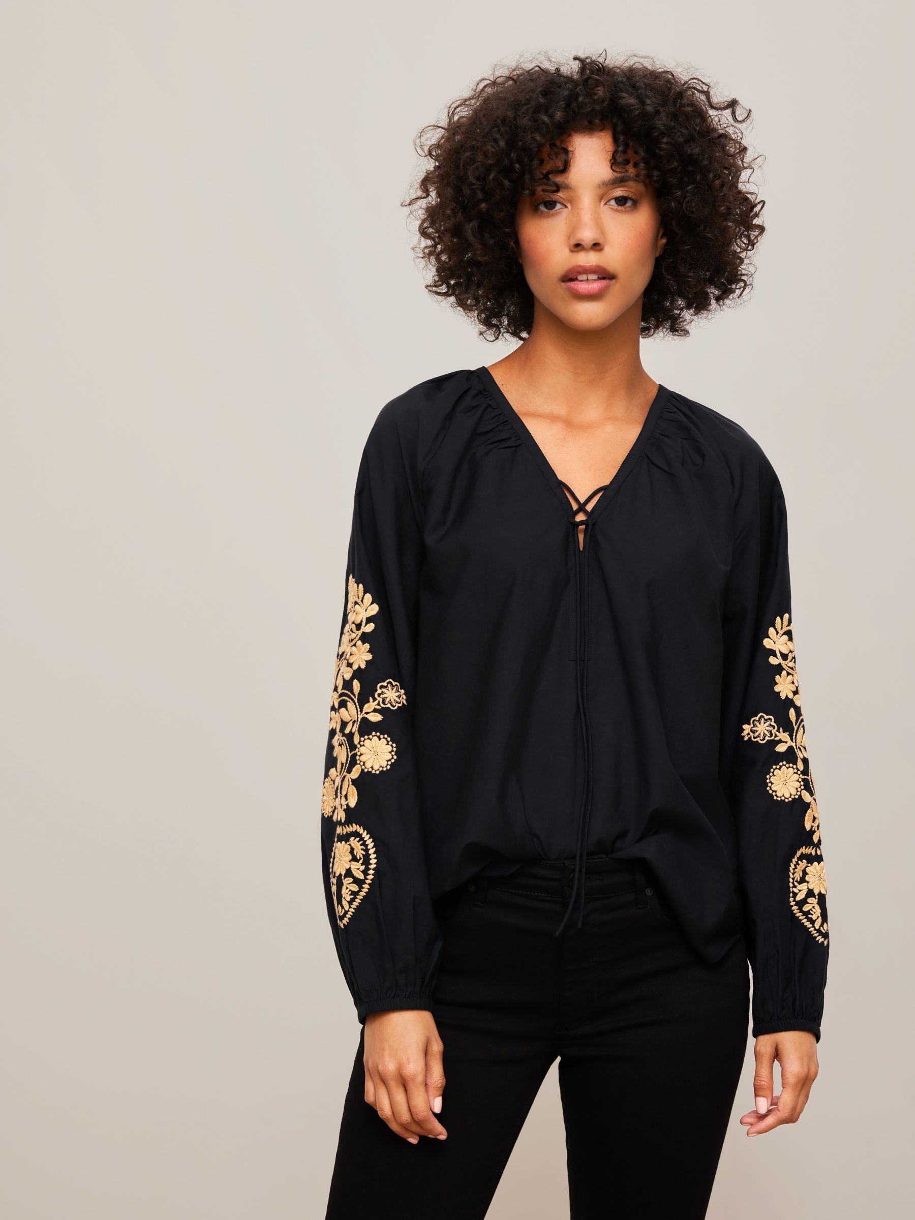 AND/OR Kaylee Embroidered Blouse, Black