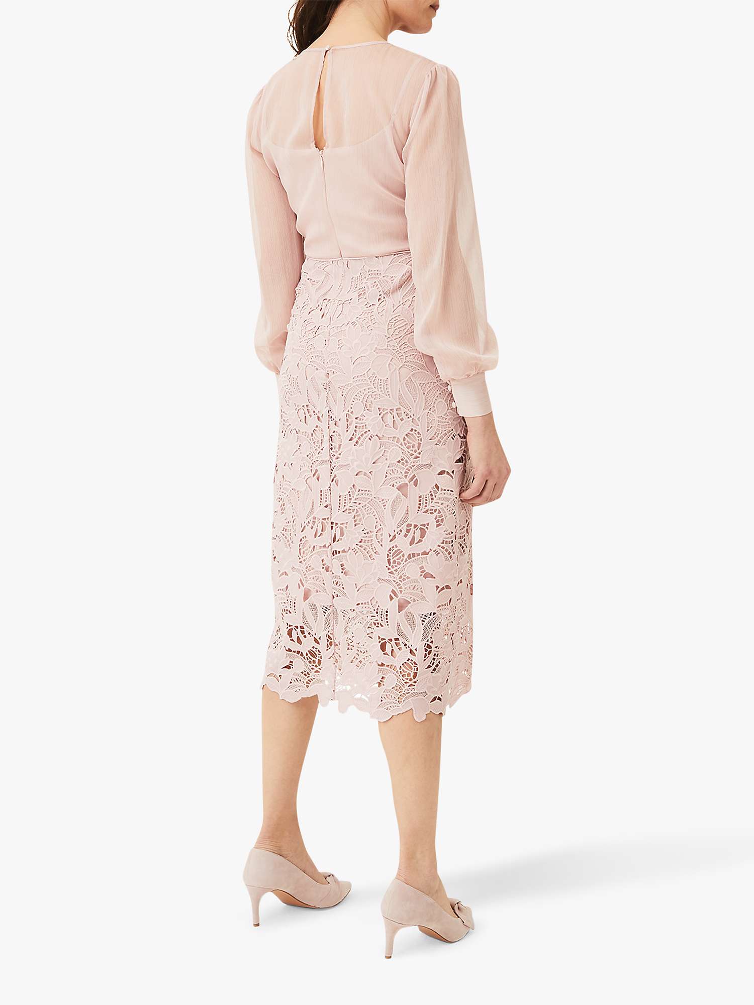 Buy Phase Eight Aldora Chiffon Lace Midi Dress, Antique Rose Online at johnlewis.com