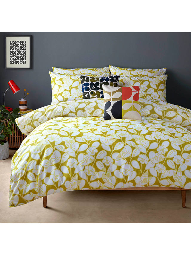 Orla Kiely Bird Brocade Bedding, Yellow And White Double Duvet Cover