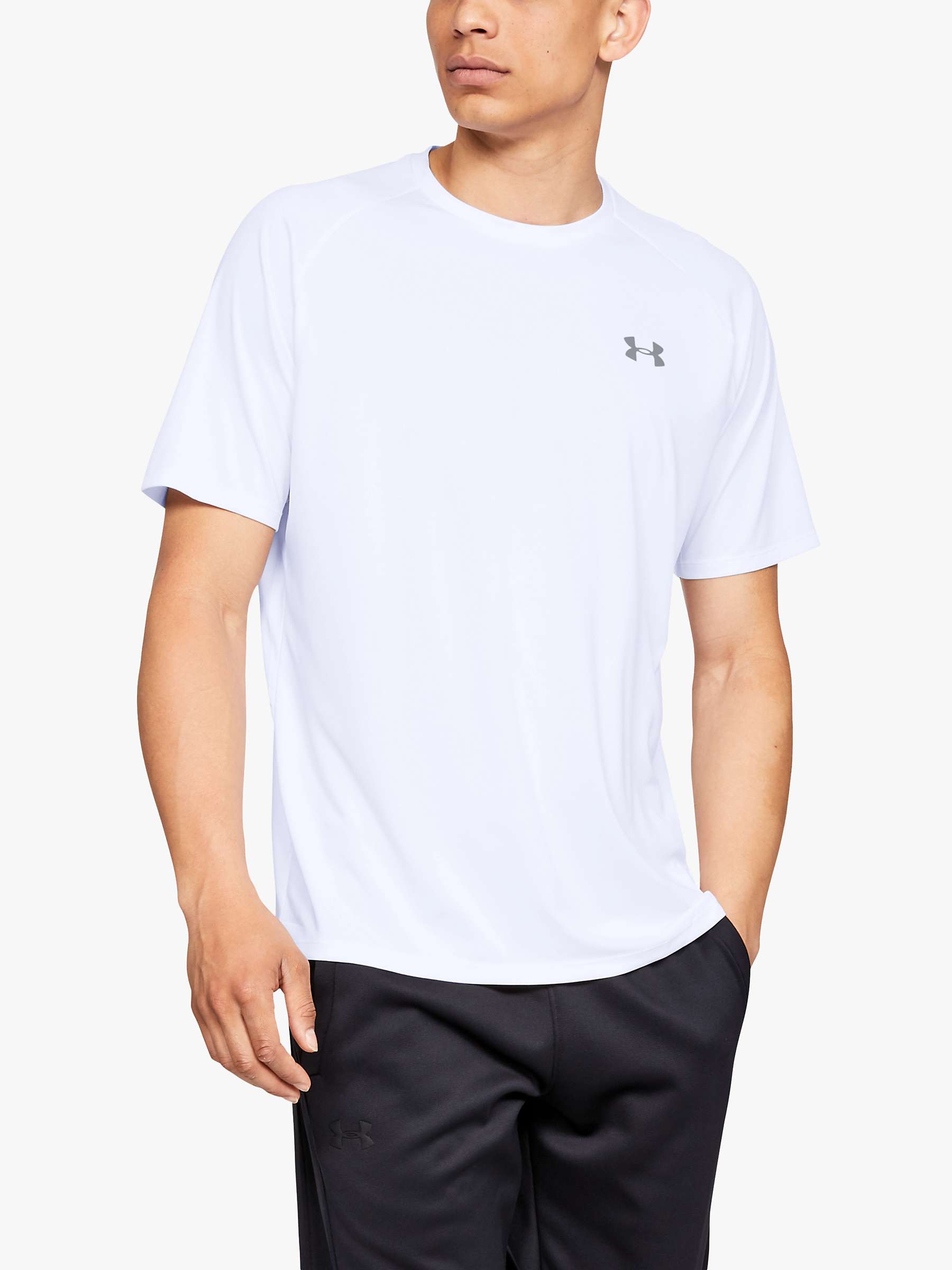 Under Armour Tech 2.0 Short Sleeve Gym Top, White at John Lewis & Partners