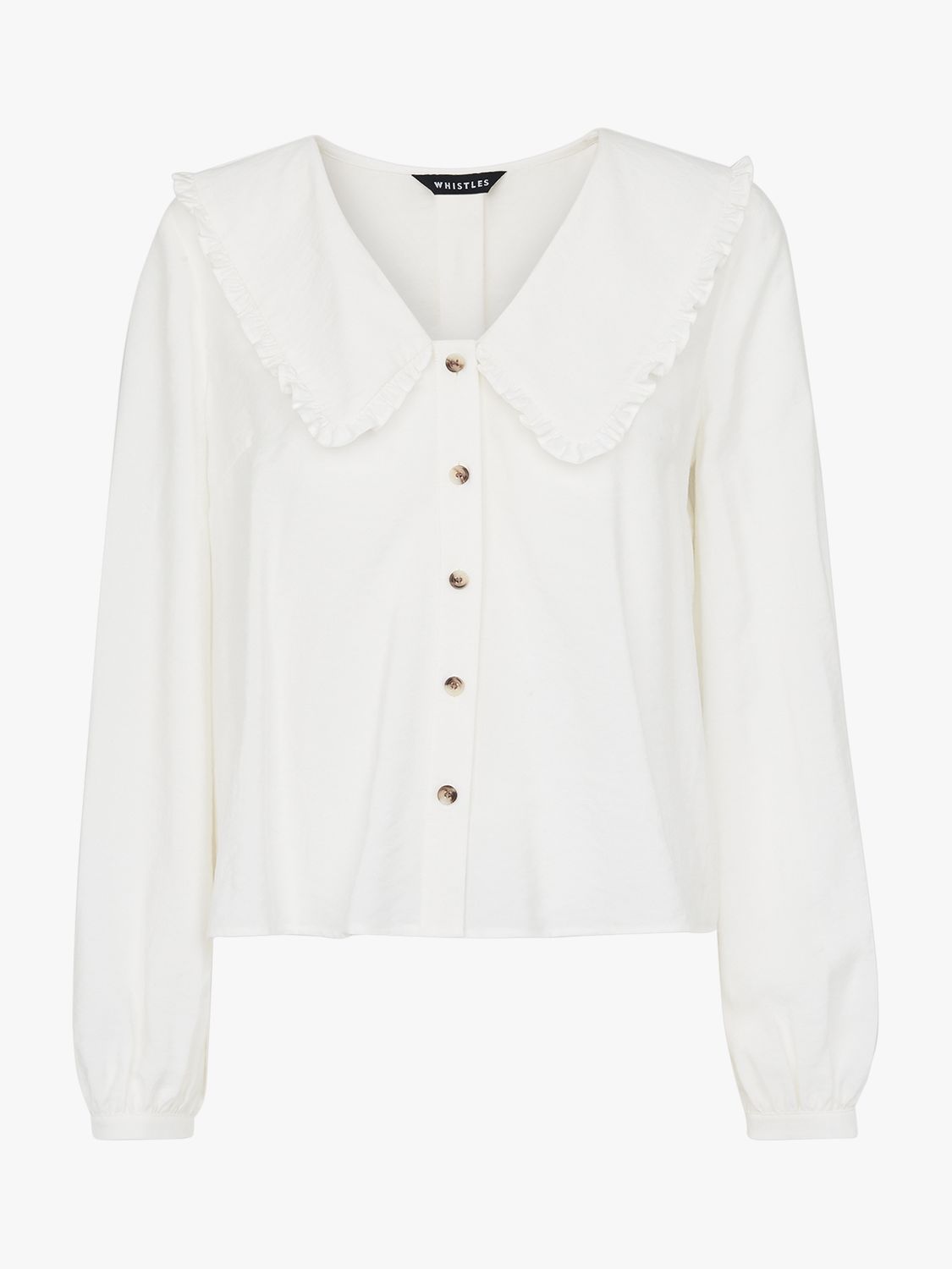 Whistles Oversized Collar Blouse, White at John Lewis & Partners