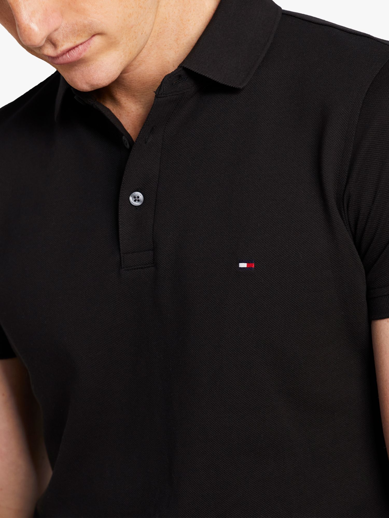 Tommy Hilfiger 1985 Slim Fit Polo Shirt, Black at John Lewis & Partners