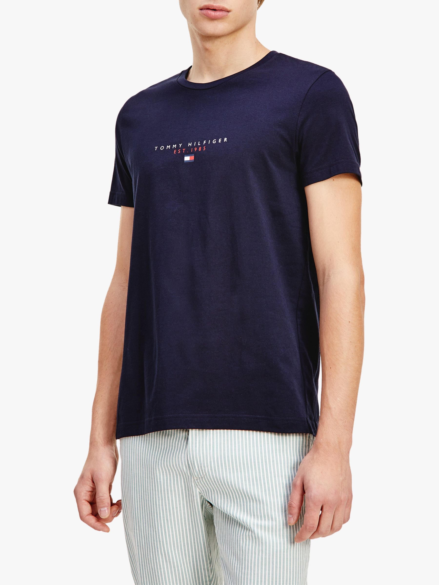 Tommy Hilfiger Essential Logo Organic Cotton T-Shirt, Desert Sky at ...