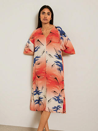 Kin Julmeme Ukiyo-e Print Dress, Pink/Blue
