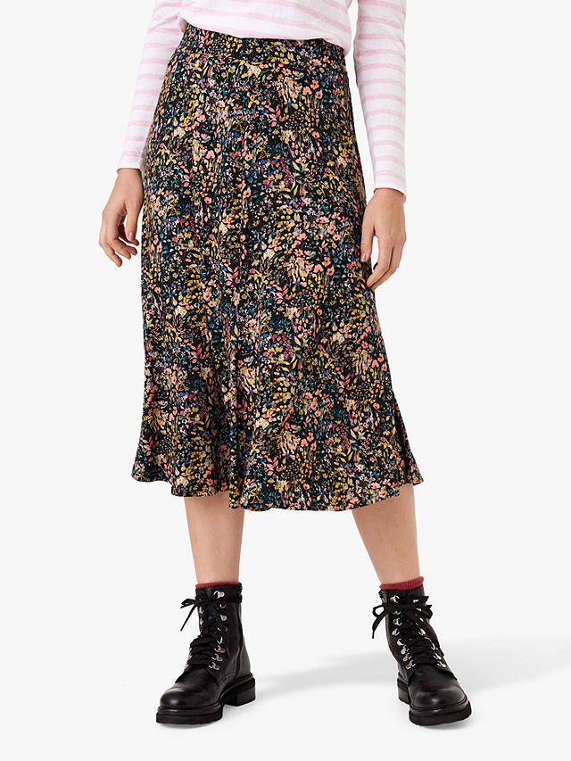 Brora Liberty Floral Print Jersey Skirt, Black Meadow at John Lewis ...