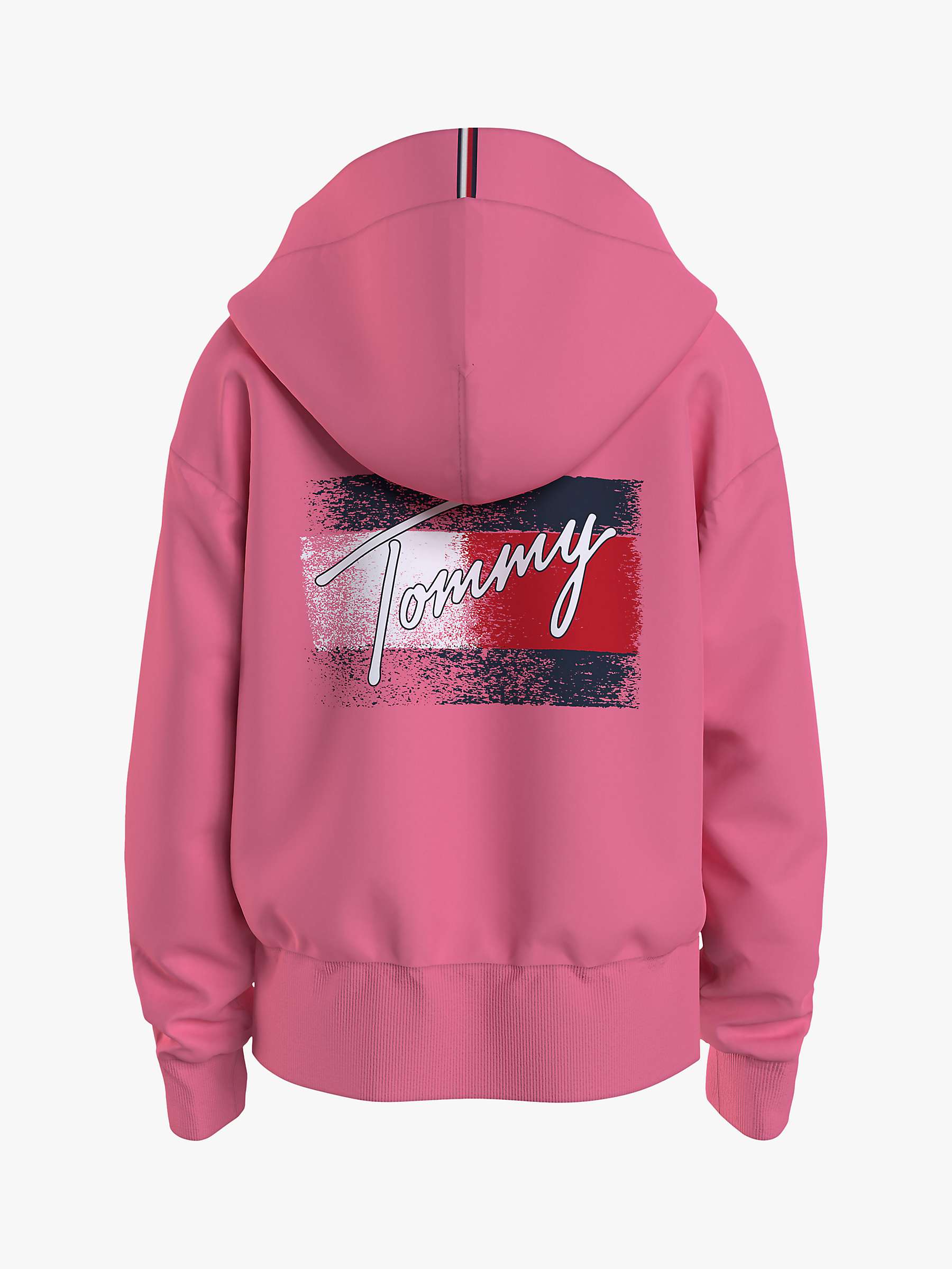 Buy Tommy Hilfiger Kids' Flag Print Logo Zip Through Hoodie, Exotic Pink Online at johnlewis.com