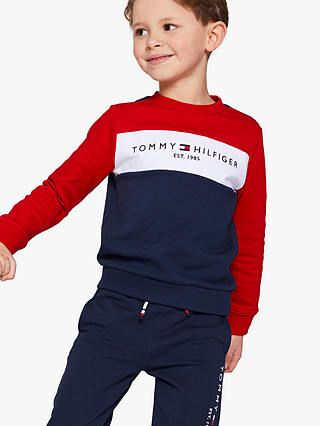 Tommy Hilfiger Kids' Essential Colourblock Jumper, Blue/Multi