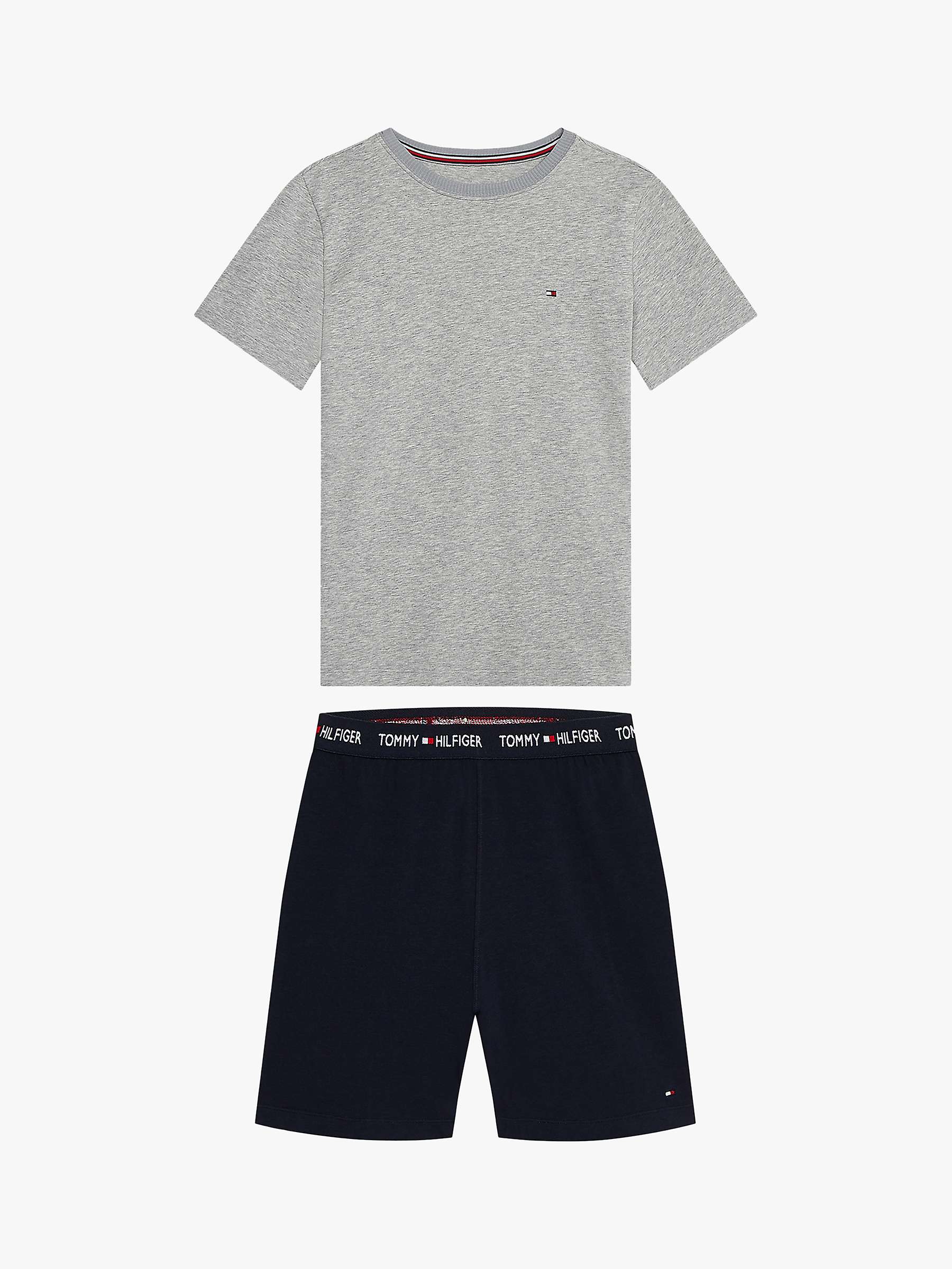 Buy Tommy Hilfiger Kids' Crew Neck T-Shirt Pyjama Set, Medium Grey Heather/Desert Sky Online at johnlewis.com