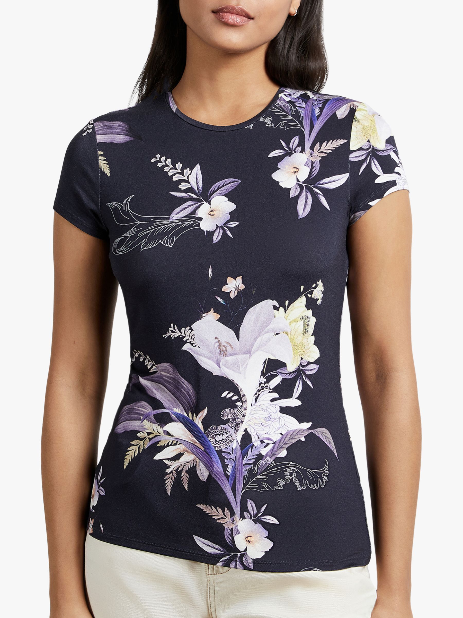 Ted Baker Decadence Floral Tee, Navy at John Lewis & Partners