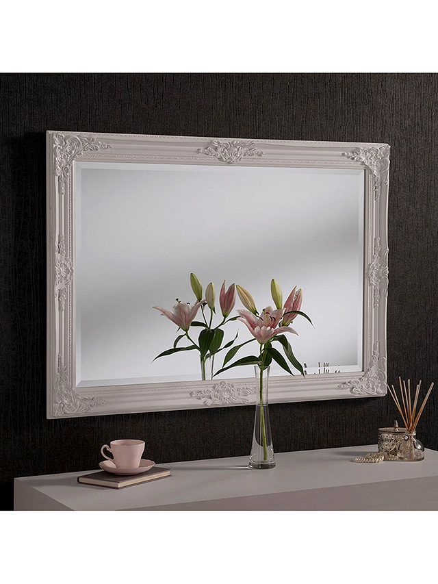 Yearn Baroque Rectangular Wood Framed Wall Mirror, White, 74 x 104cm