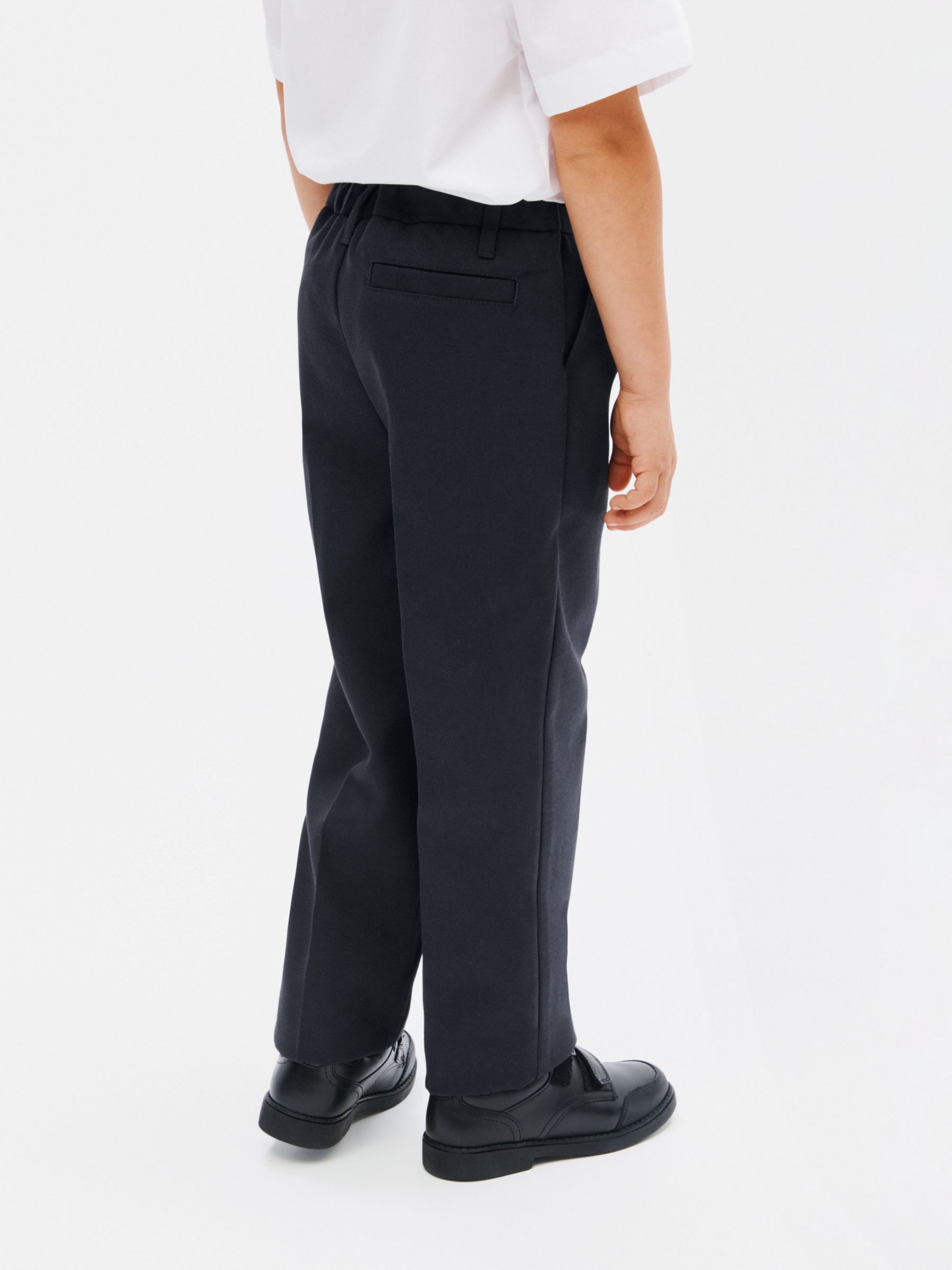 John Lewis Boys' Regular Fit Adjustable Waist School Trousers, Navy at ...