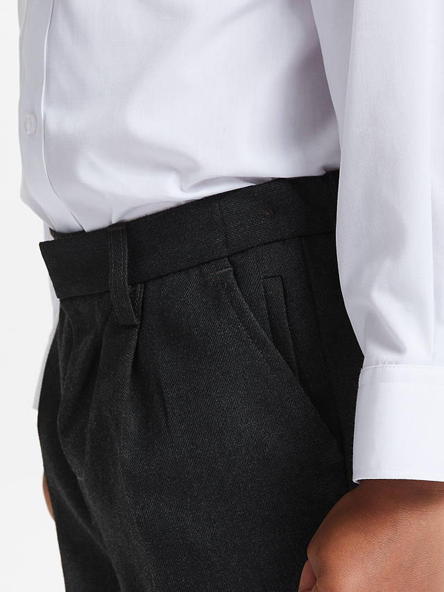 John Lewis Boys' Adjustable Waist Generous Fit Stain Resistant School Trousers, Charcoal Grey