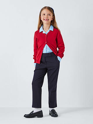 John Lewis Girls' Adjustable Waist Button School Trousers, Navy