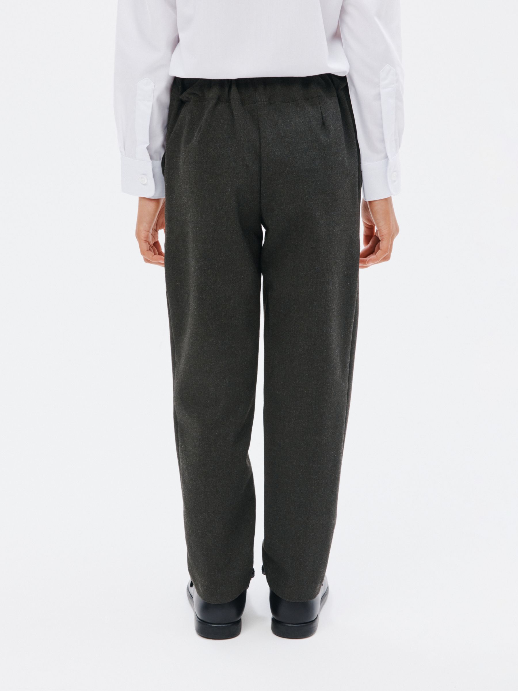 John Lewis Girls' Adjustable Waist Button School Trousers, Grey, 4 years