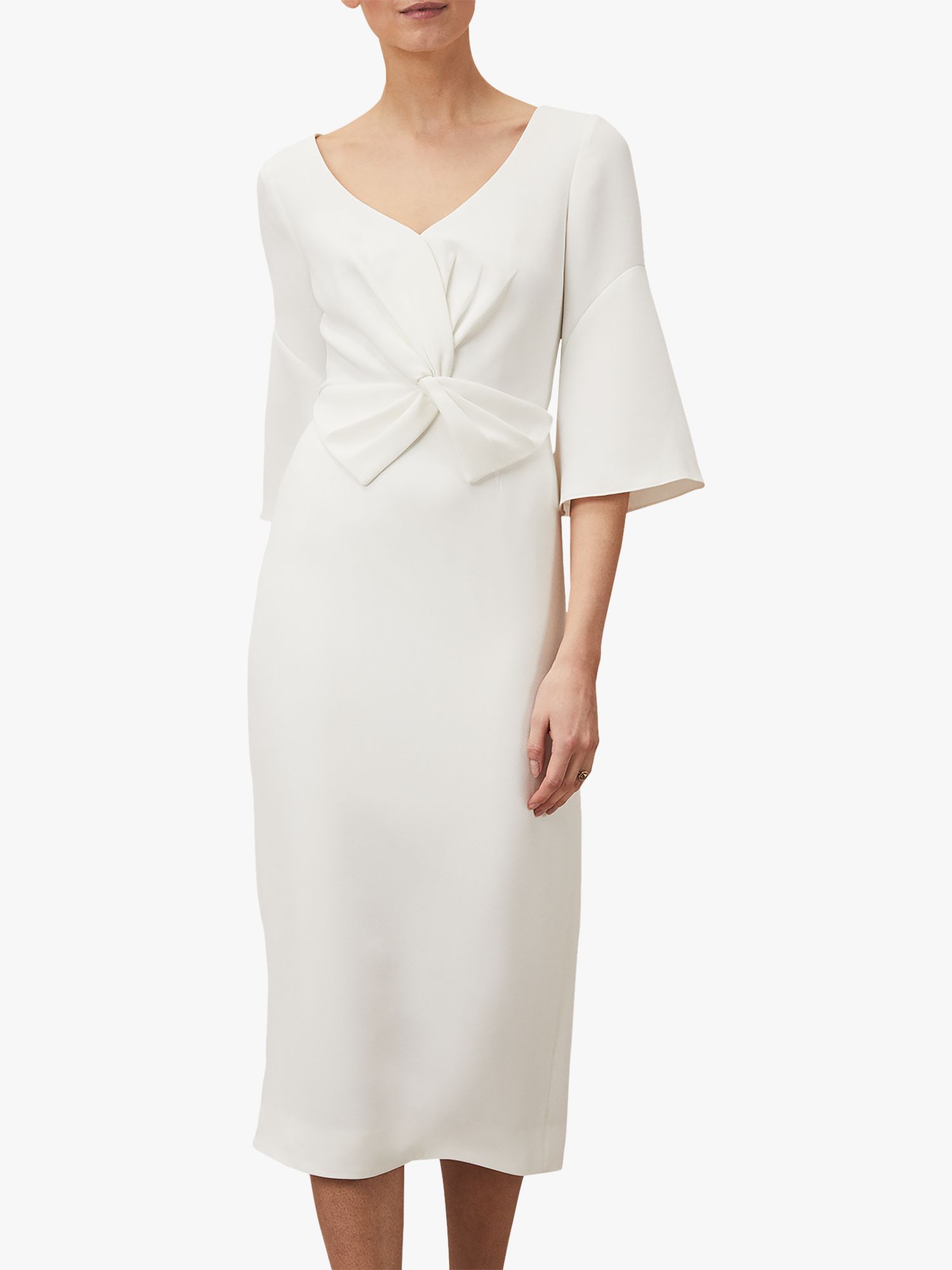 Phase Eight Layla Bow Midi Dress, Oyster at John Lewis & Partners