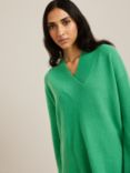 John Lewis & Partners Cashmere Wide V-Neck Sweater, Emerald Green