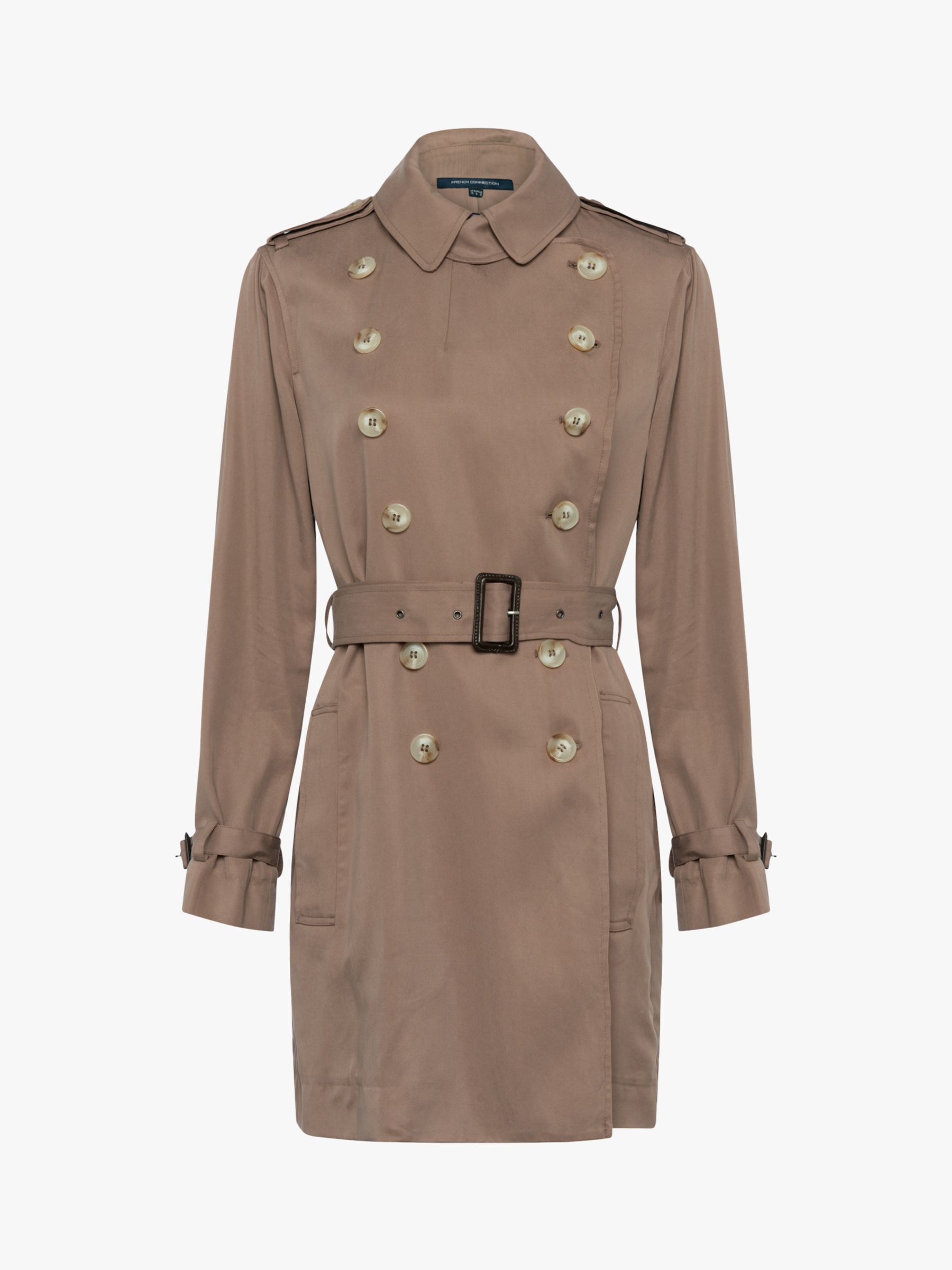 French Connection Ceza Belted Trench Coat, Camel at John Lewis & Partners