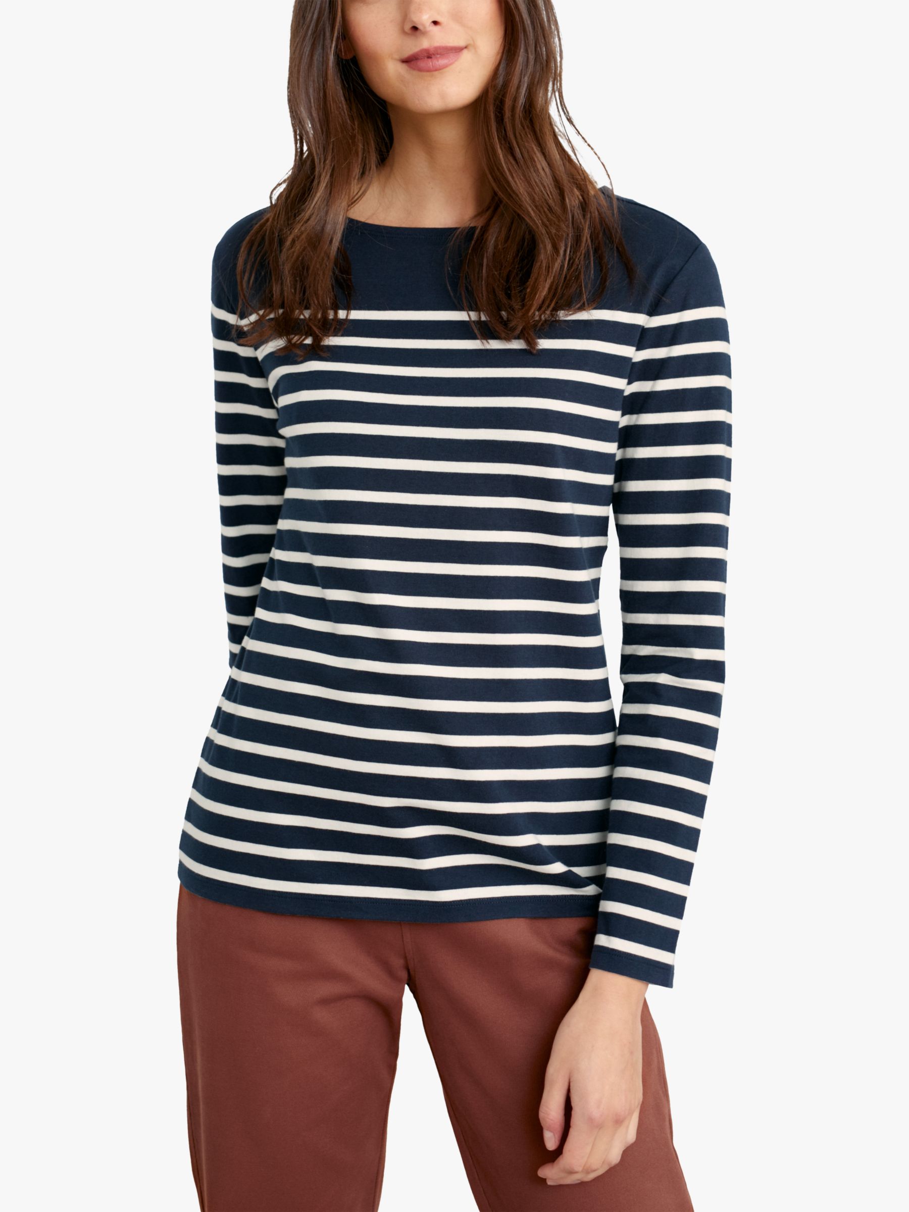Seasalt Sailor Long Sleeve Stripe T-Shirt, Midnight/Chalk at John Lewis & Partners