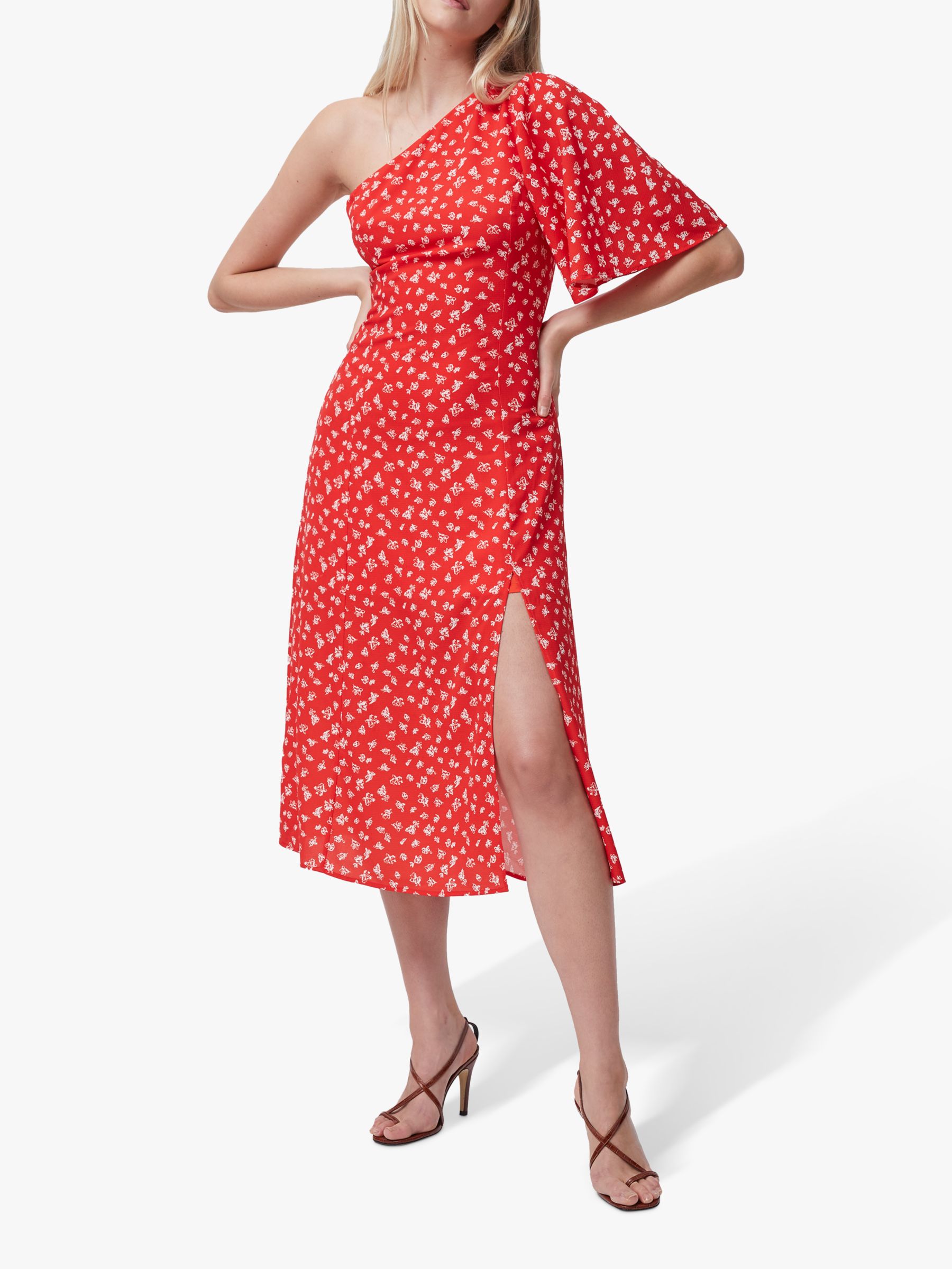 French Connection Fayola Floral Print Dress, Fiery Red/Multi