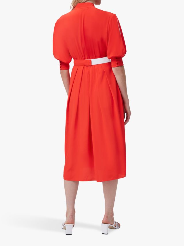 French Connection Aiden Midi Shirt Dress, Fiery Red/Sum White, 6