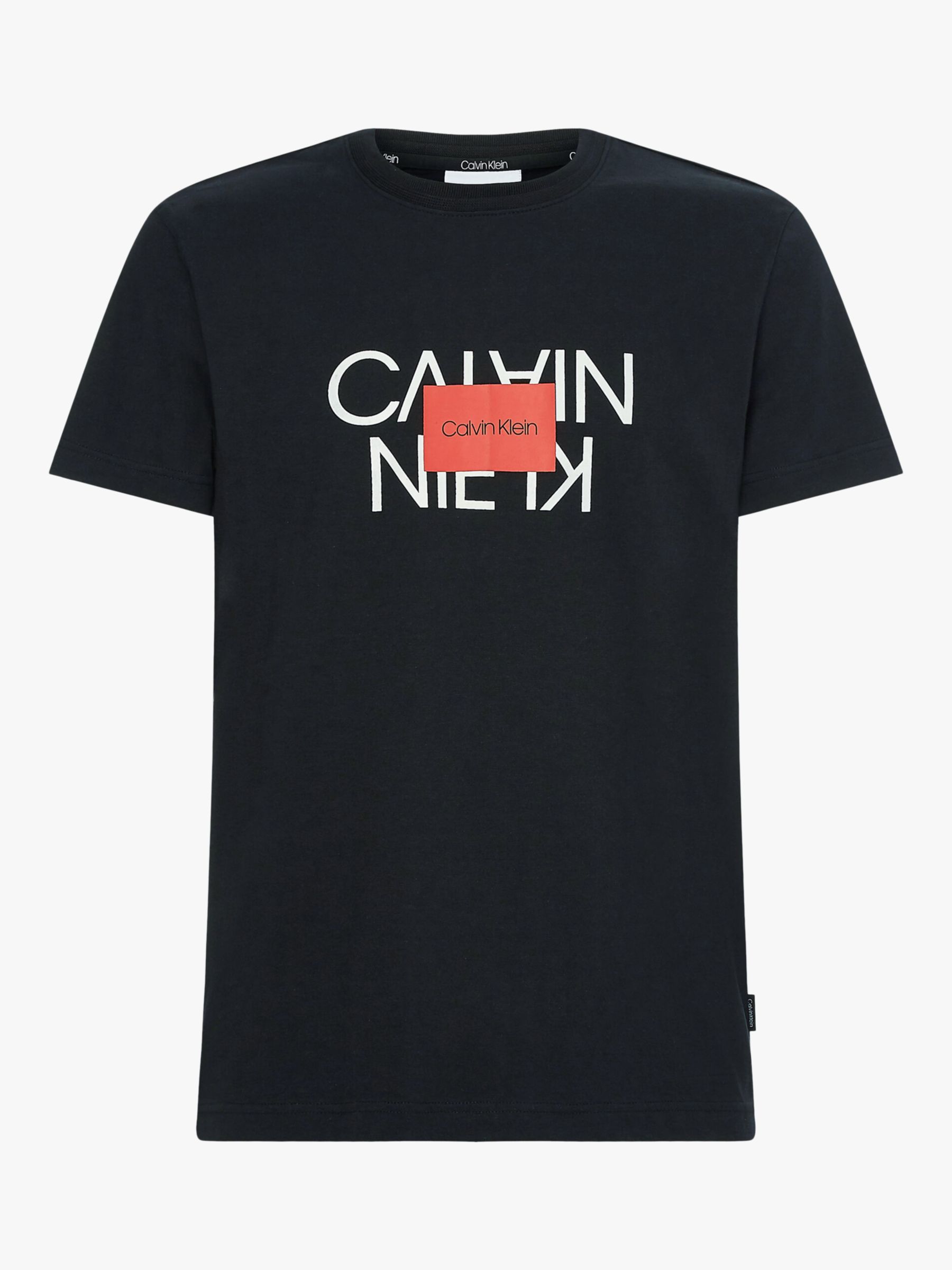 Calvin Klein Reversed Logo Crew Neck T-Shirt, CK Black at John Lewis ...