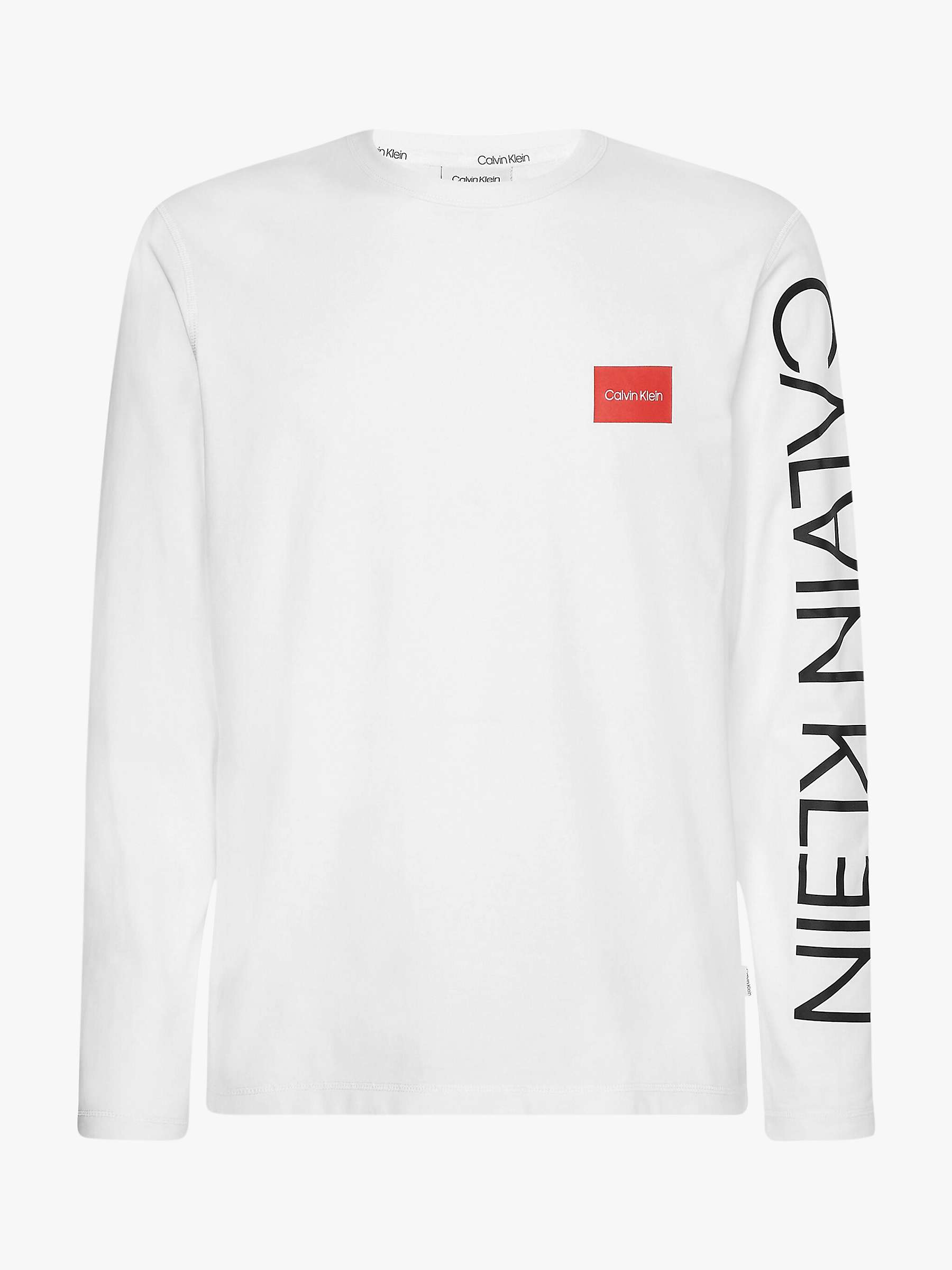 Calvin Klein Reversed Logo Long Sleeve T-Shirt, Bright White at John ...