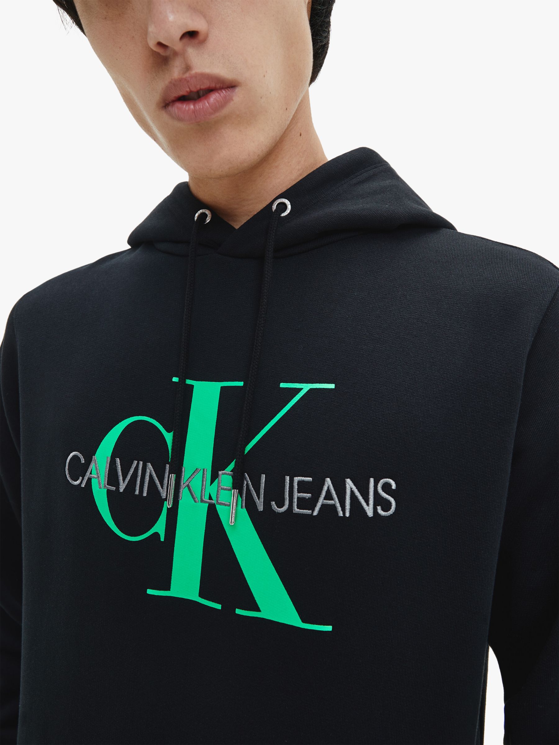 Calvin Klein Cotton Monogram Logo Hoodie, Black