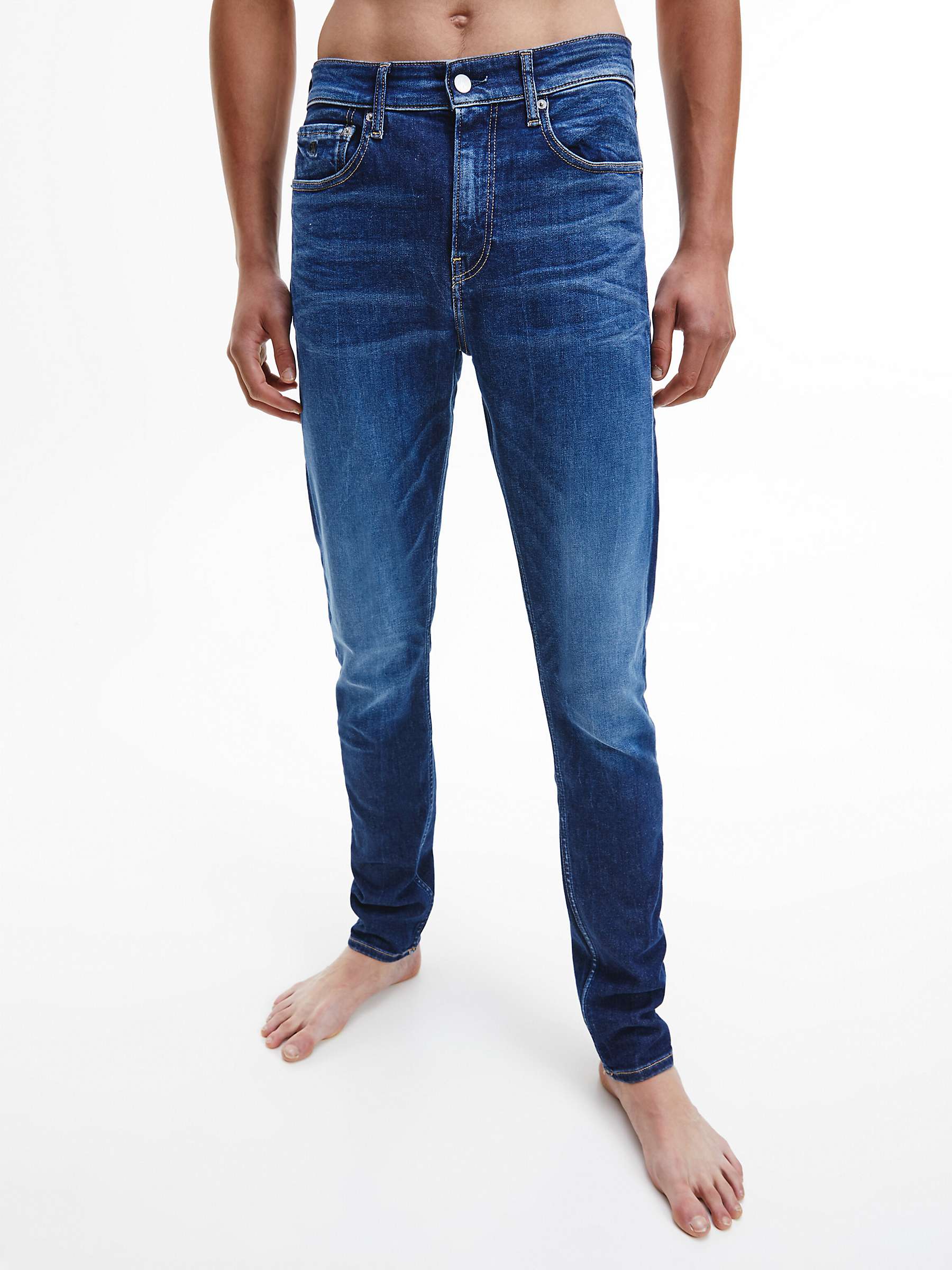 Calvin Klein Jeans Slim Tapered Jeans, Denim Dark at John Lewis & Partners