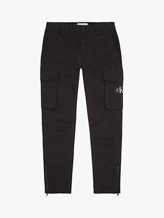 Calvin Klein Jeans Skinny Washed Cotton Blend Cargo Trousers, CK Black