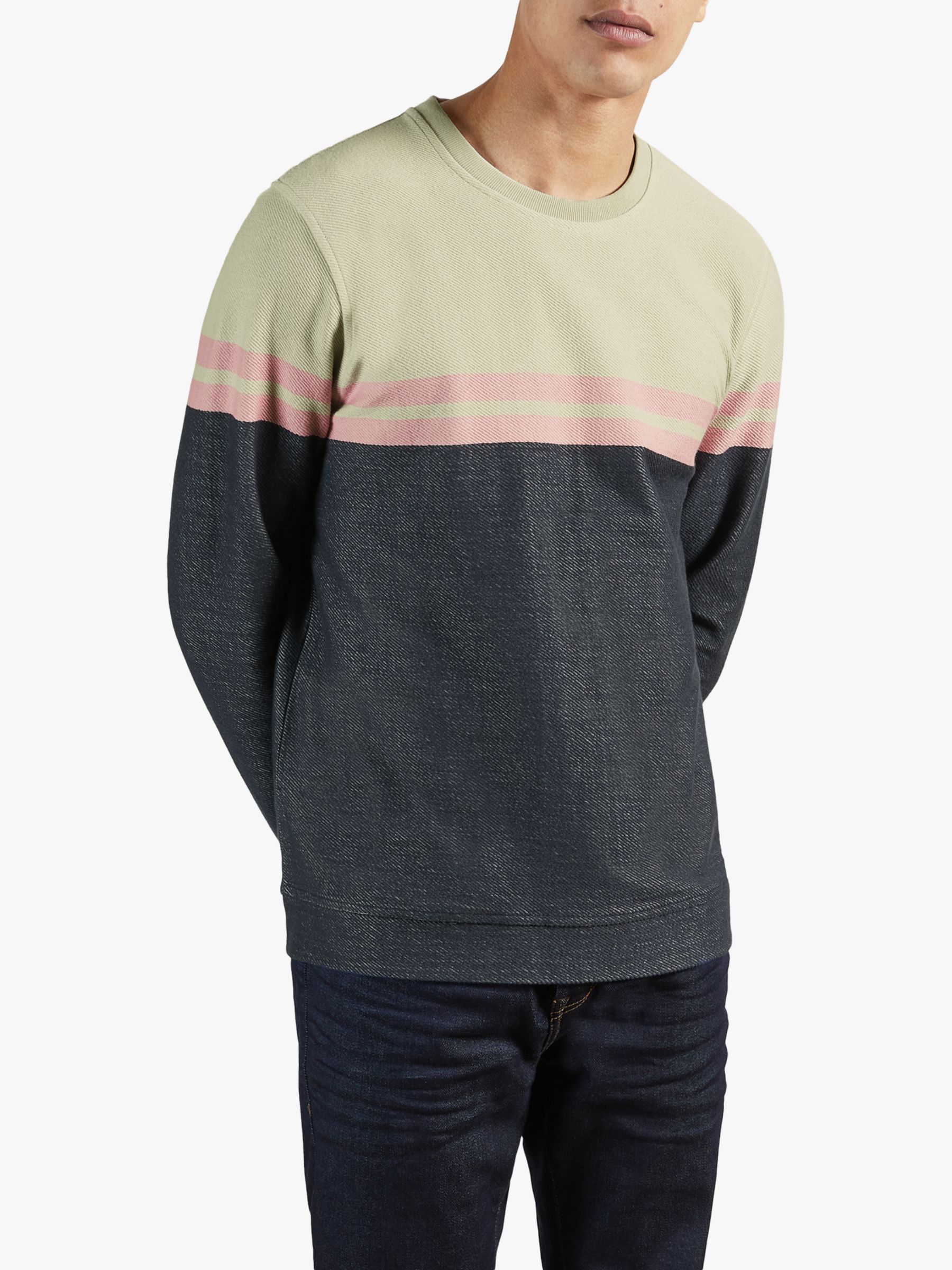 Ted Baker Lawn Colour Block Sweatshirt, Navy at John Lewis & Partners