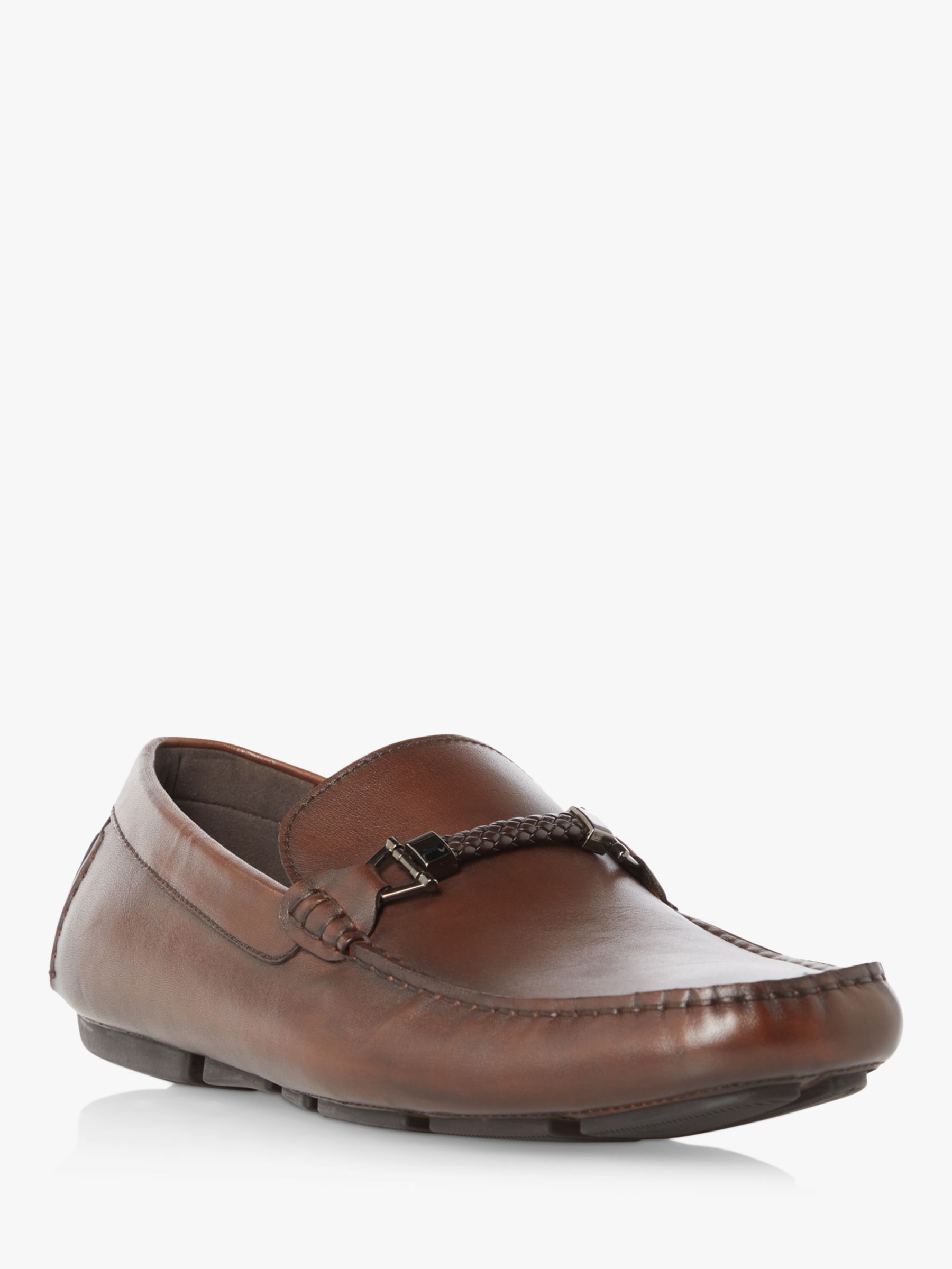 Dune Beacons Leather Loafers, Dark Brown, 6