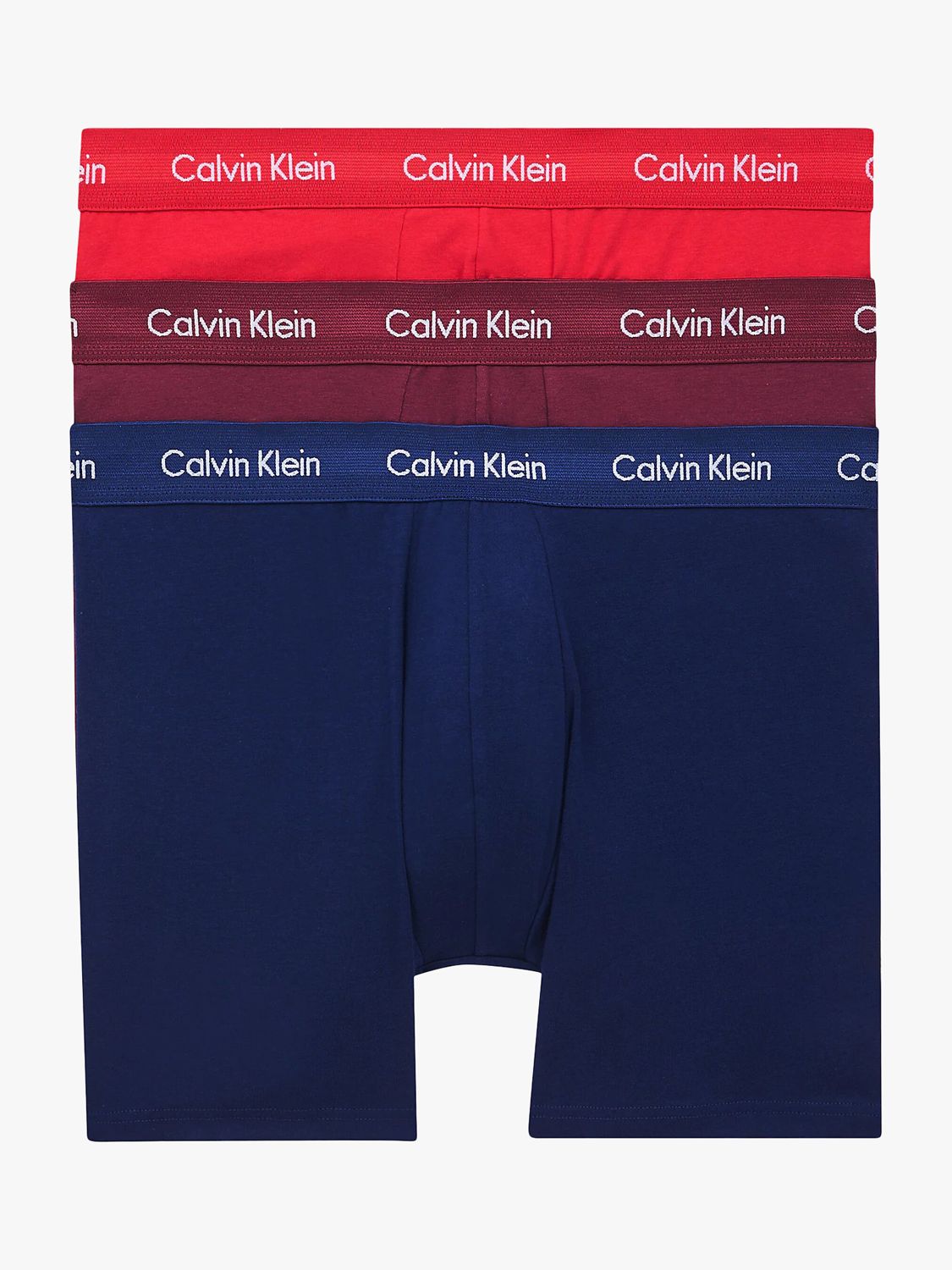Calvin Klein Regular Trunks, Pack of 3, New Navy/Lush Burgundy/Red Gala