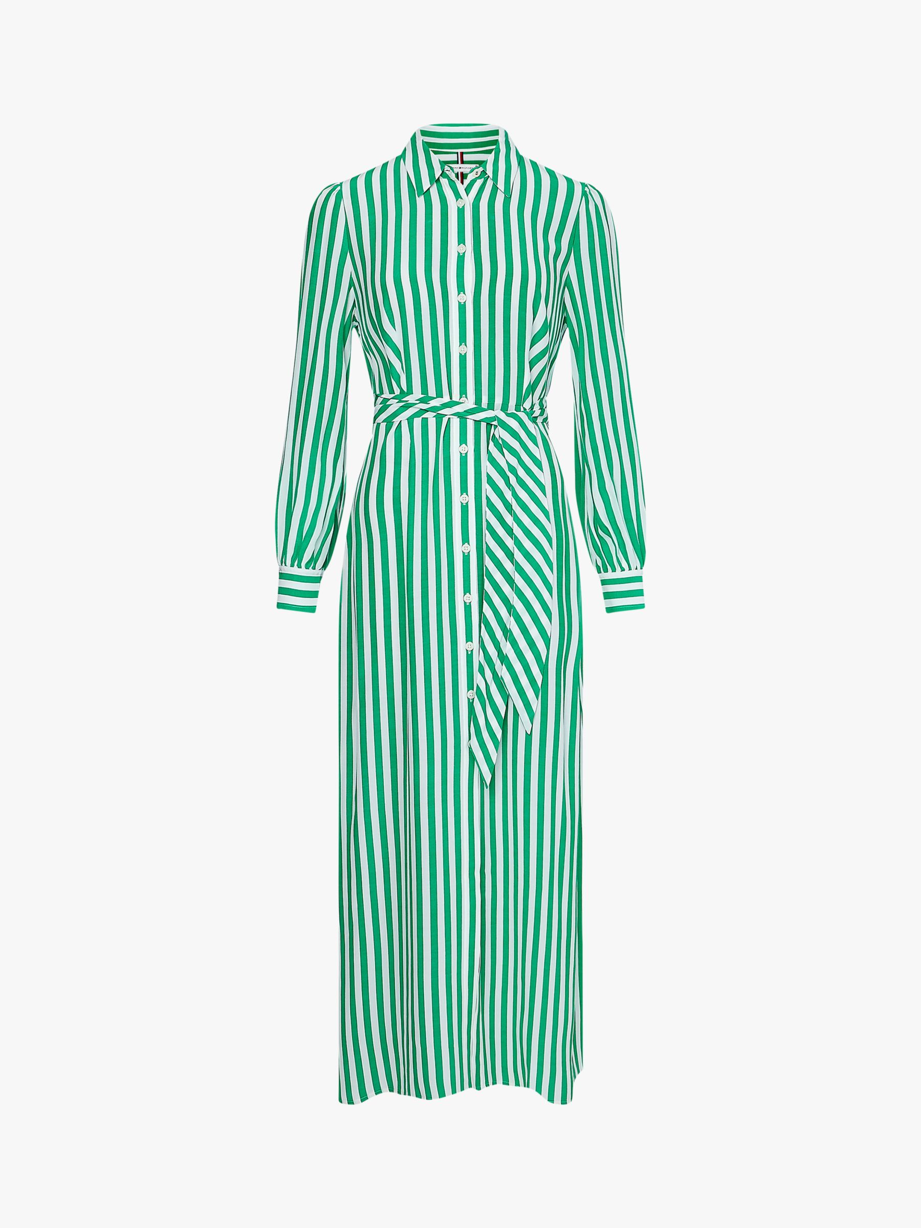 Tommy Hilfiger Stripe Belted Shirt Dress, Banker Stripe/Primary Green