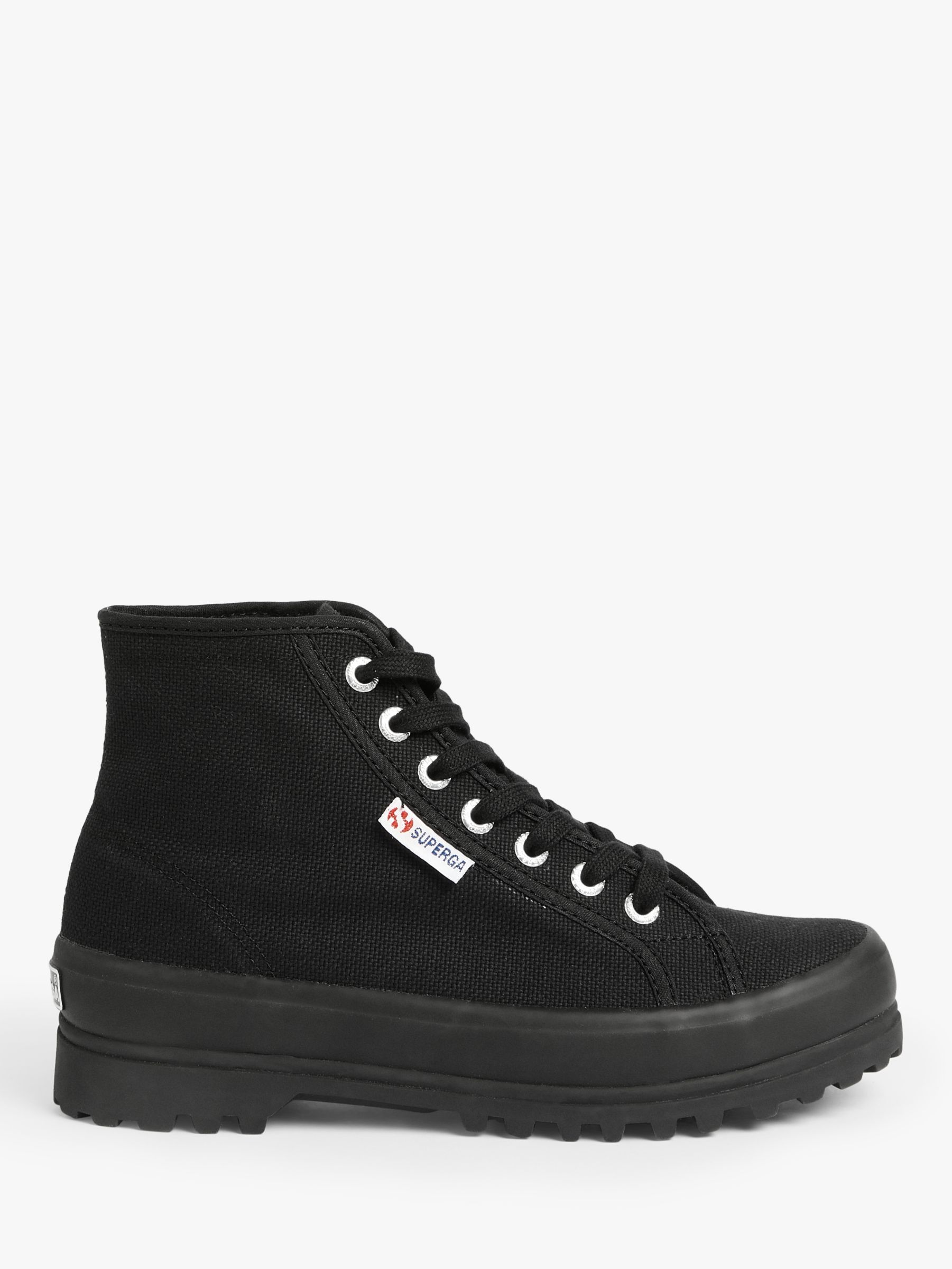 Superga 2341 Alpina Canvas Heeled Ankle Boots, Black at John Lewis ...