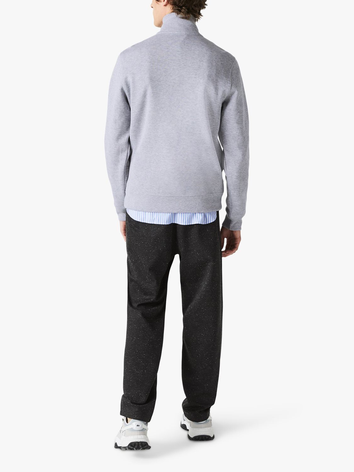 Lacoste 1/4 Zip Jersey Top, Silver Chine at John Lewis & Partners