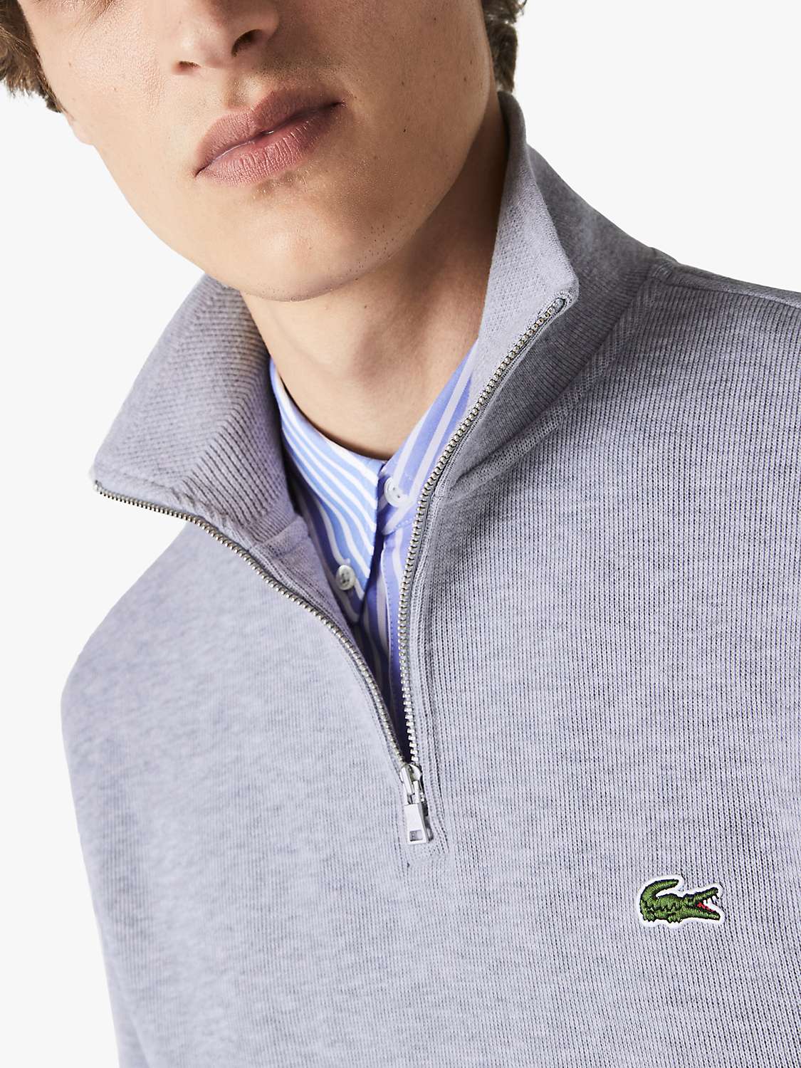 Buy Lacoste 1/4 Zip Jersey Top, Silver Chine Online at johnlewis.com