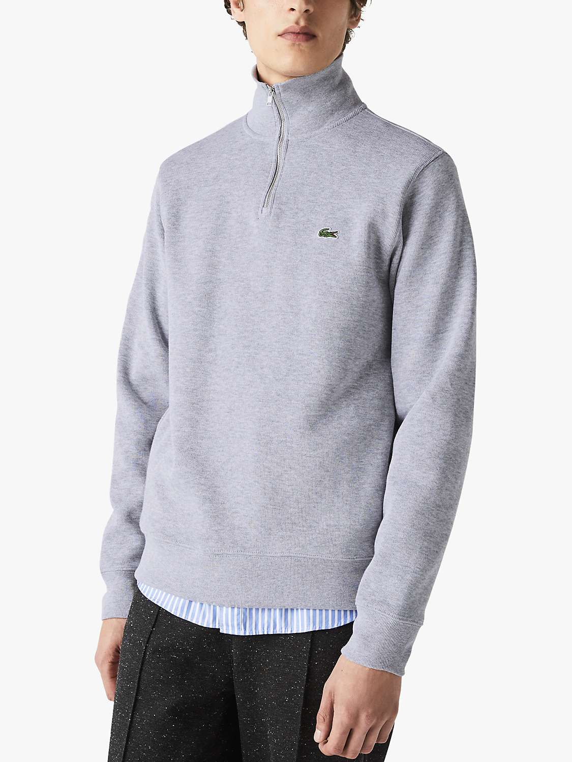 Buy Lacoste 1/4 Zip Jersey Top, Silver Chine Online at johnlewis.com