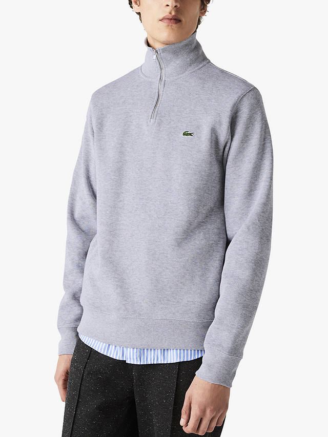 Lacoste 1/4 Zip Jersey Top, Silver Chine