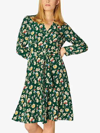 L.K.Bennett Christy Floral Print Silk Dress, Evergreen