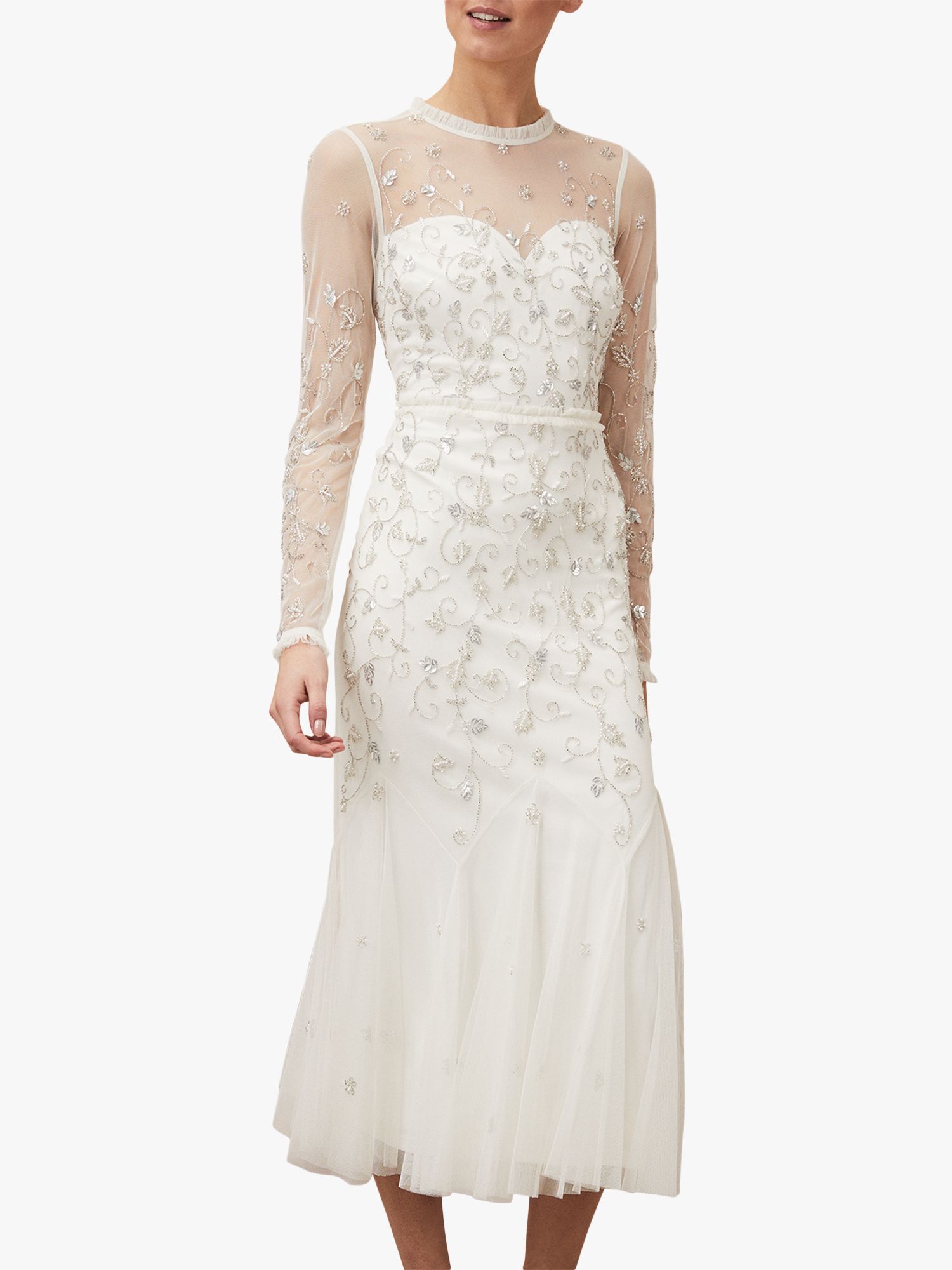 Phase Eight Annie Bridal Floral Embellished Midi Dress Ivory At John Lewis And Partners 