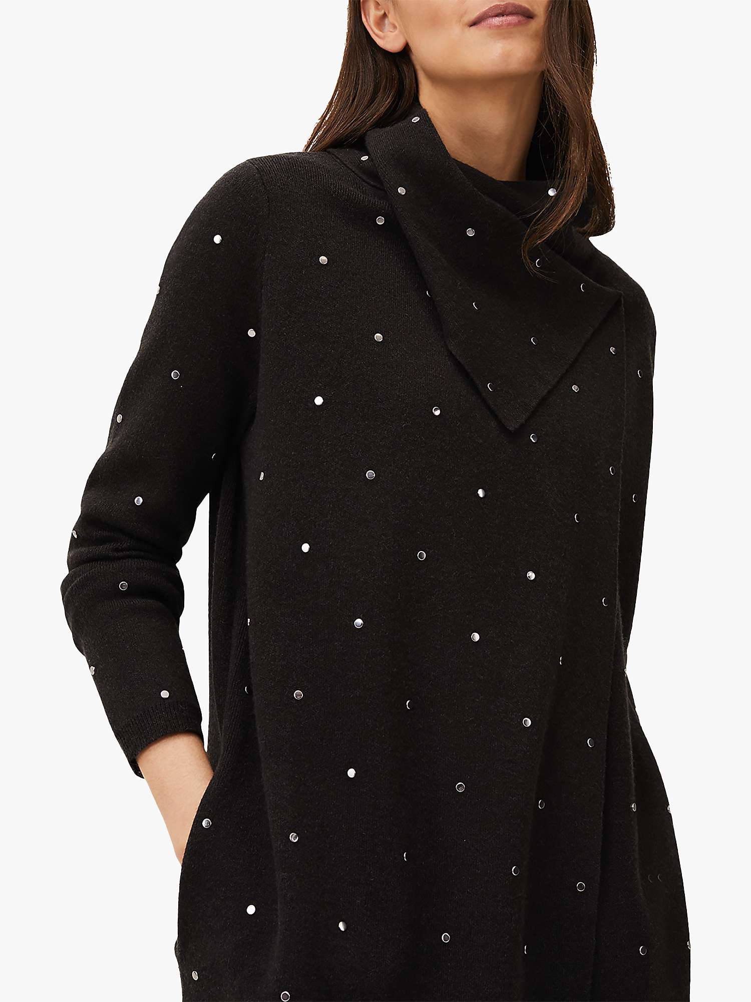 Buy Phase Eight Paloma All-Over Stud Embellished Knit Coatigan, Charcoal Online at johnlewis.com