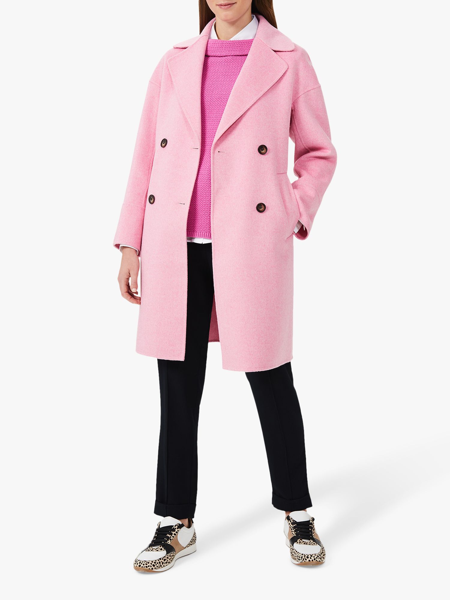 pink coat woman