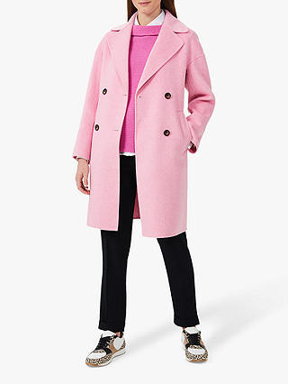 Hobbs Sylvie Face Pea Coat, Pink Marl