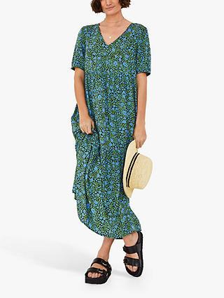 HUSH Penelope Floral Print Midi Dress, Green/Multi