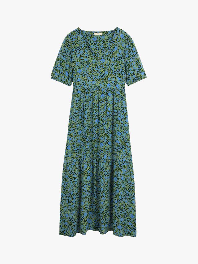 HUSH Penelope Floral Print Midi Dress, Green/Multi, 8