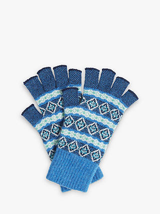 Brora Cashmere Fingerless Gloves, Azure